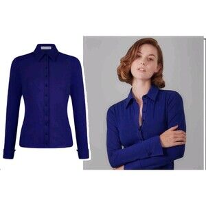Anne Fontaine Nuage Blue Long Sleeve Shirt with French Cuffs FR 40 US 6